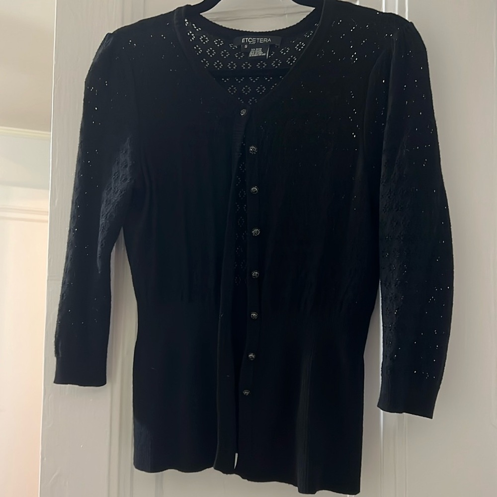 Puff sleeve open knot etcetera cardigan